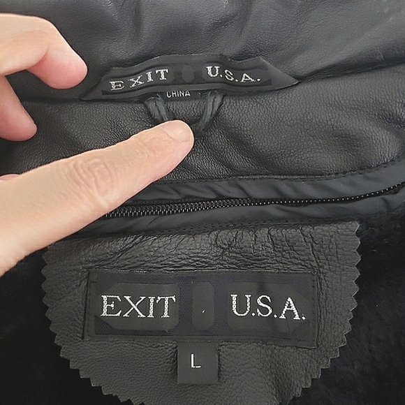 EXIT USA Genuine Leather Button Front Jacket Coat Large - Picture 11 of 12